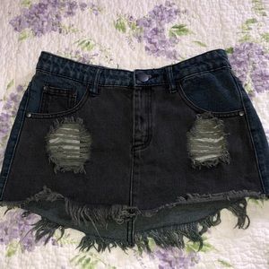 SUPER short and dark blue jean mini skirt